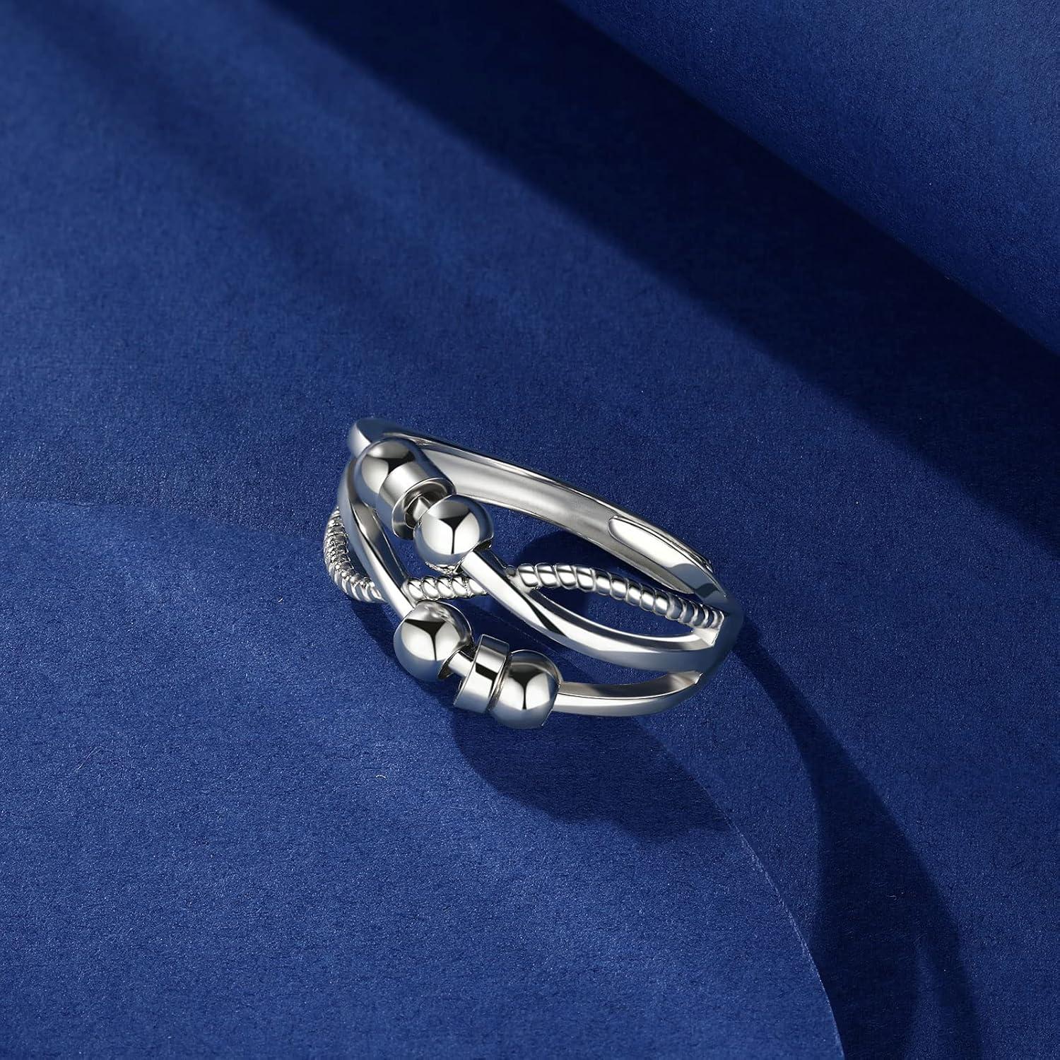 Silber Angst Ring 925 Sterling Silber Anti Stress Fidget Ringe