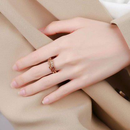 Einstellbarer 925 Sterling Silber Angst Ring mit 7 Perlen - Roségold