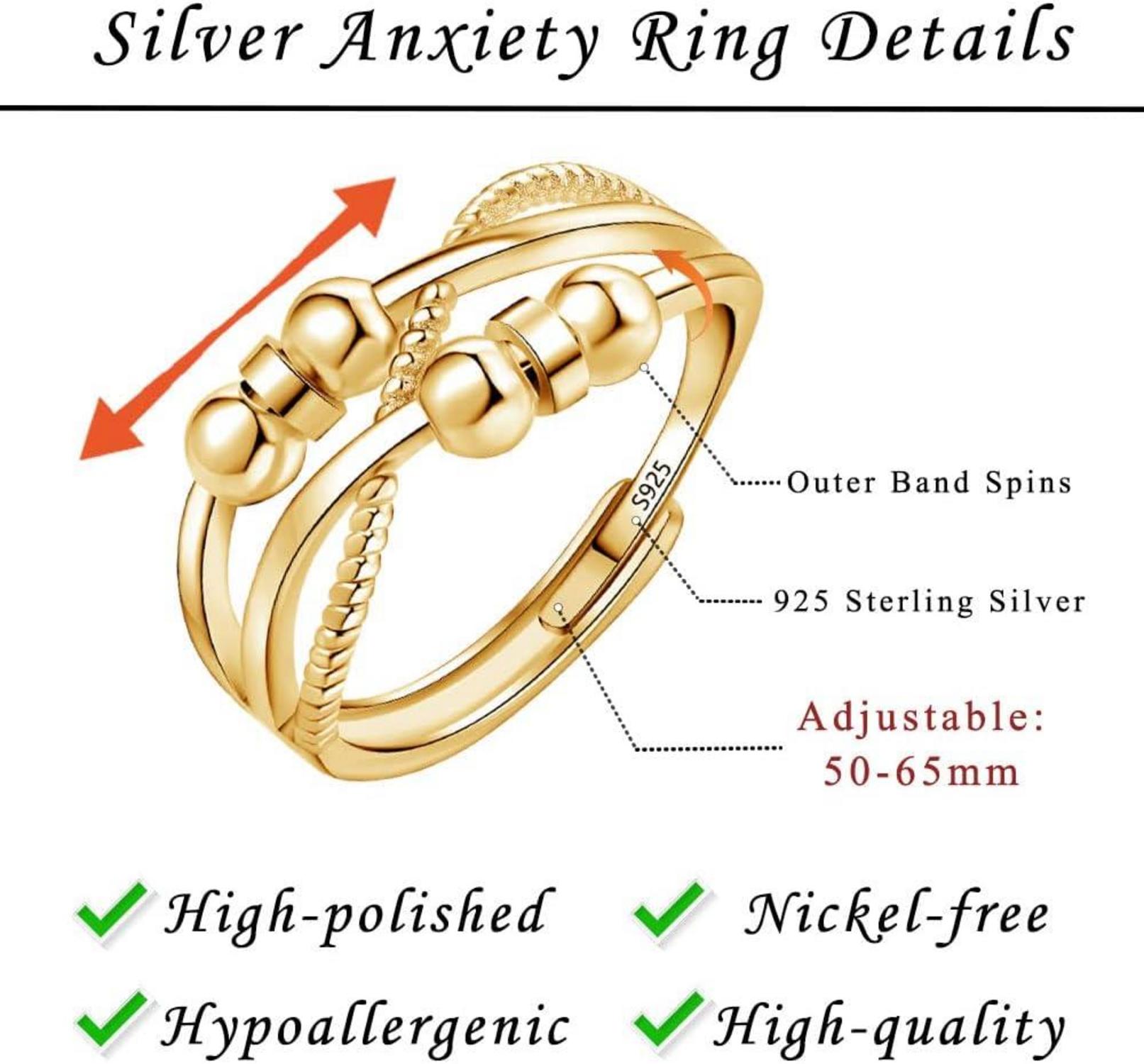 Silber Angst Ring 925 Sterling Silber Anti Stress Fidget