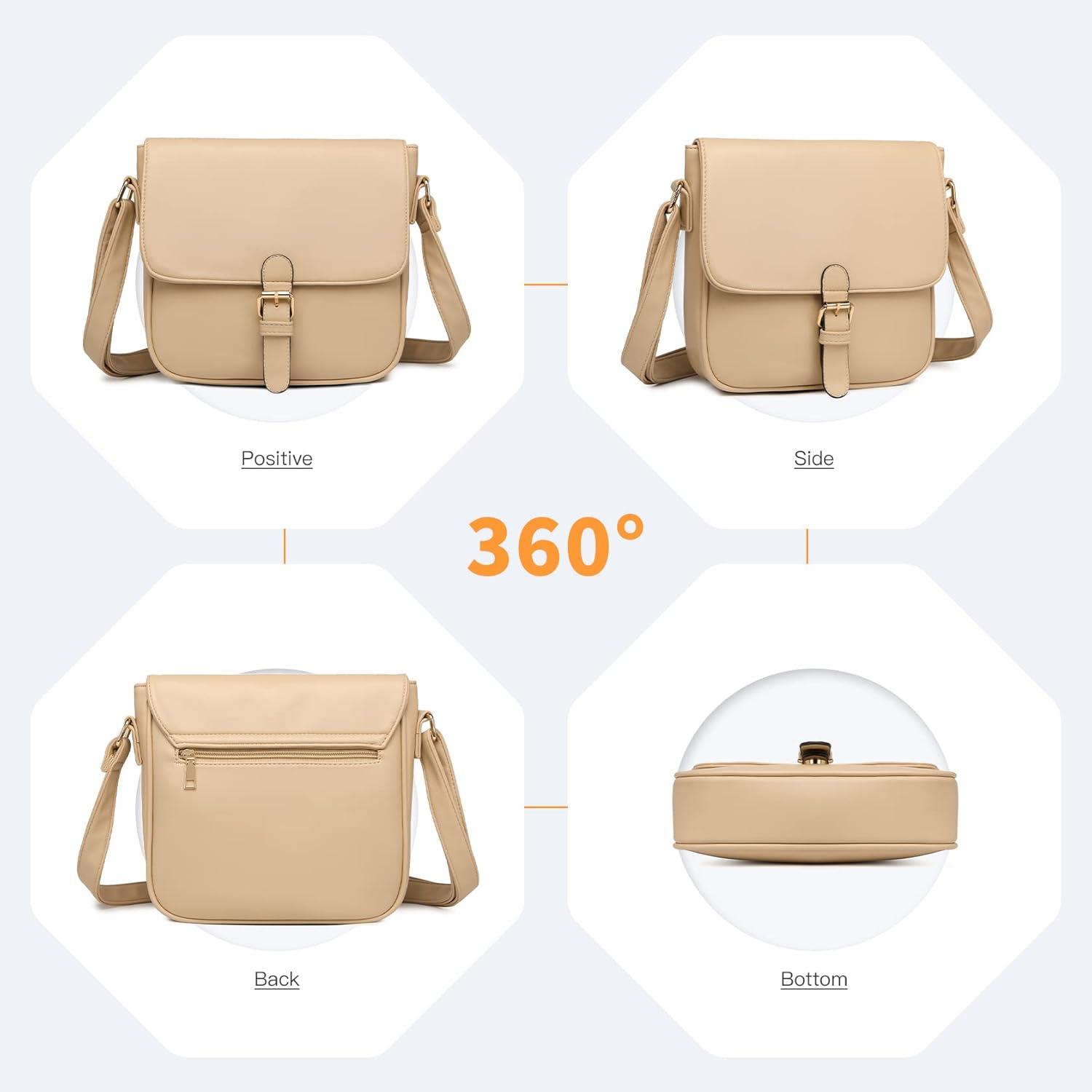 Damen Umhängetasche Mittelgroß Crossbody PU Leder Abnehmbarer Schultergurt