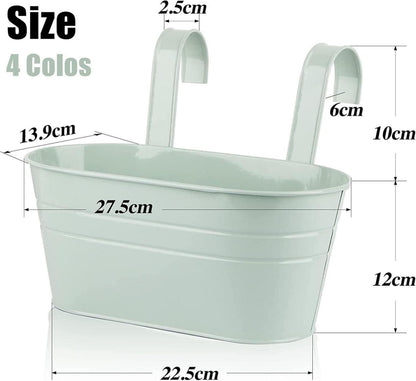Metall Hängende Blumentöpfe 4er Set 27,5cm Hänge Pflanzentopf Garten Balkon Haken