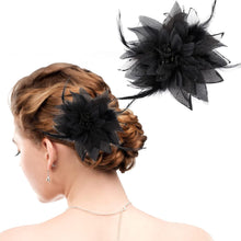 Schwarze Blumenfeder-Haarnadel Tea Party Corsage Set