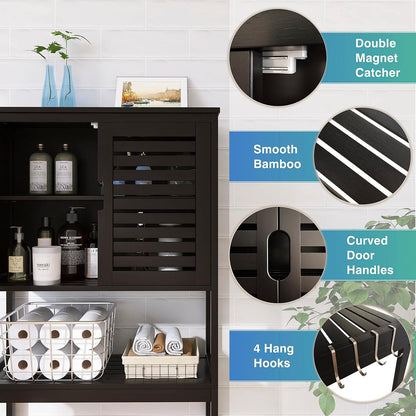 Bad Lagerung Regal mit Schrank Bambus Toiletten Veranstalter Rack
