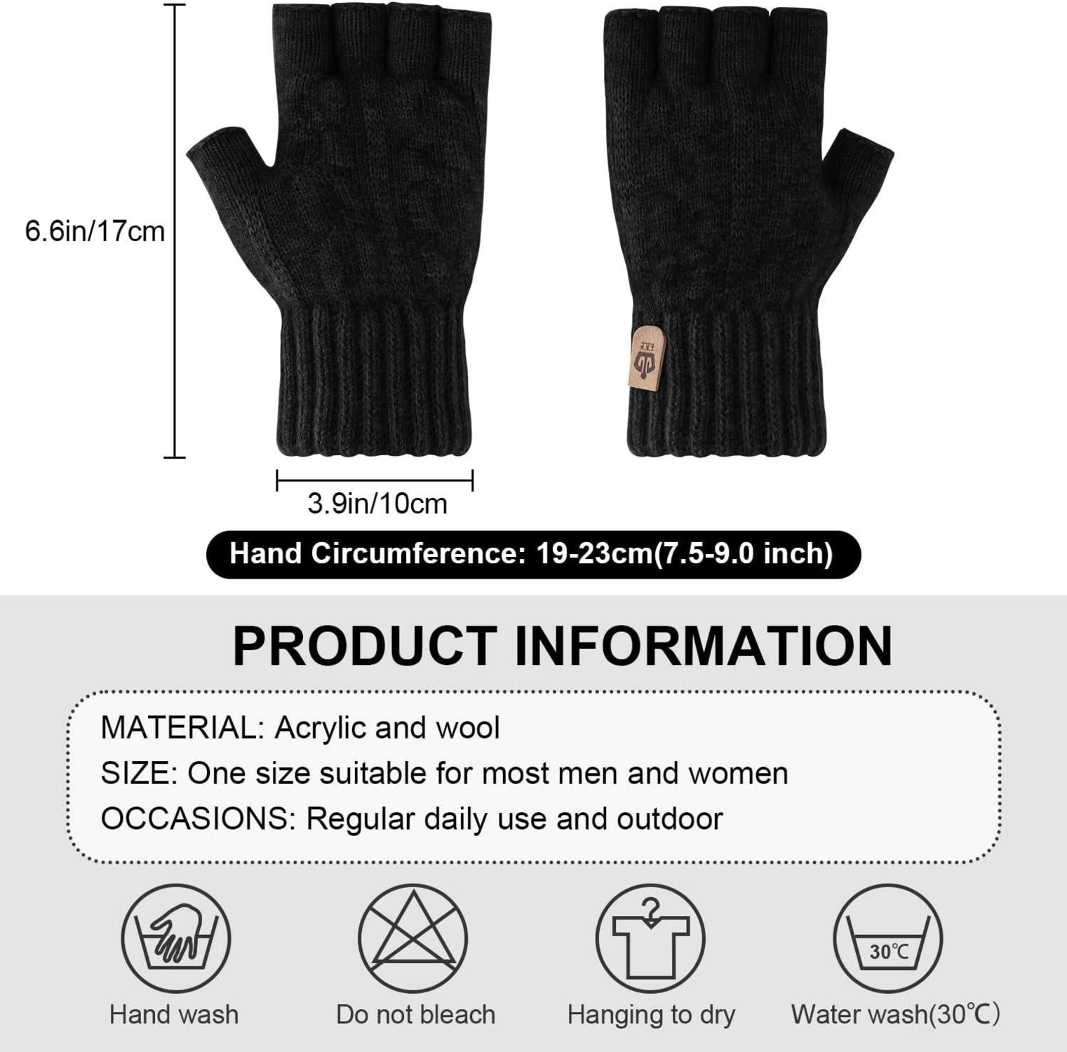 ARFNKIM Fingerlose Thermische Touchscreen Winterhandschuhe Schwarz