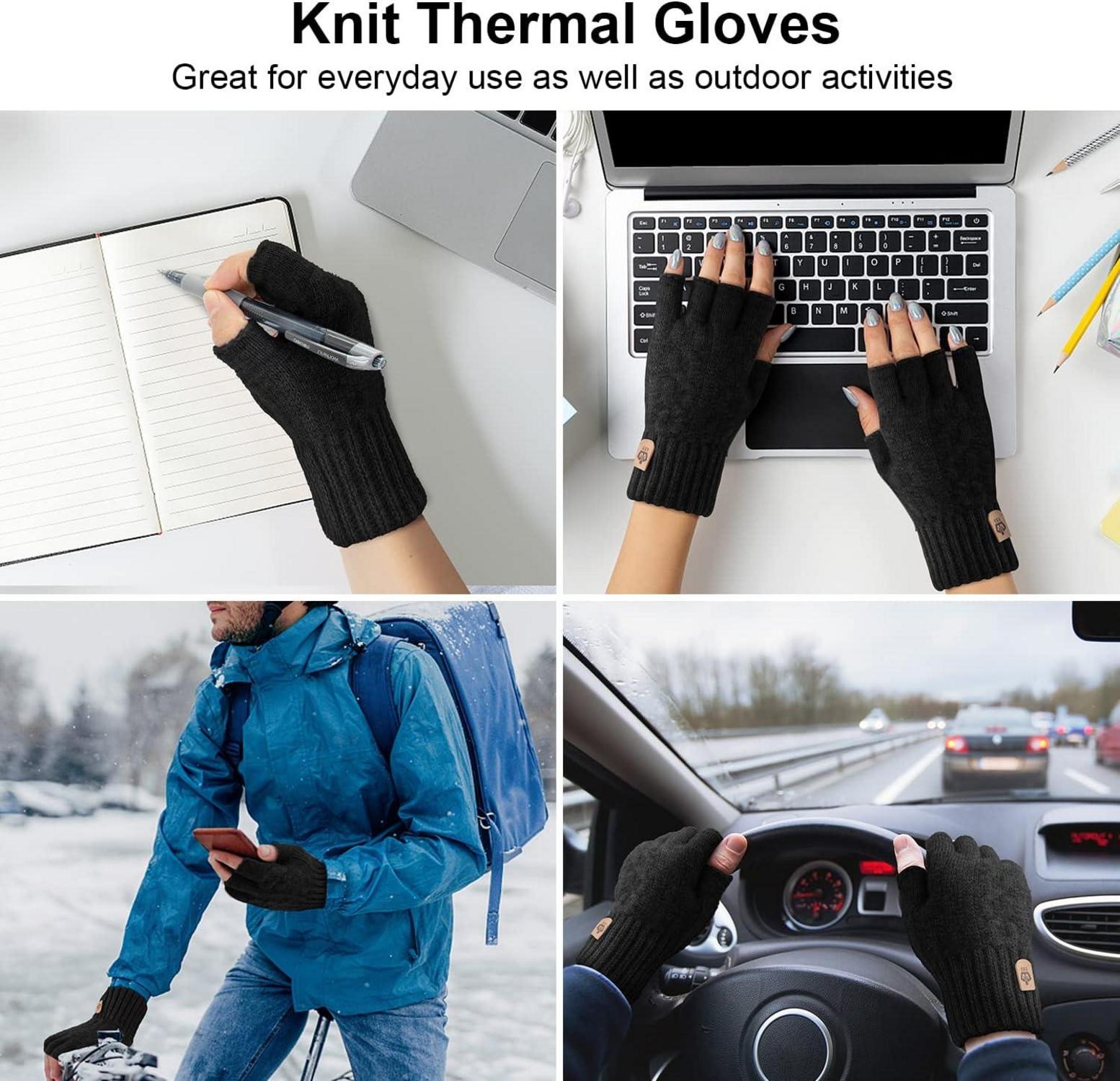 ARFNKIM Fingerlose Touchscreen Winterhandschuhe Skifahren Radfahren Schwarz