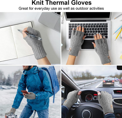 ARFNKIM Fingerlose Winterhandschuhe Skifahren Radfahren Grau