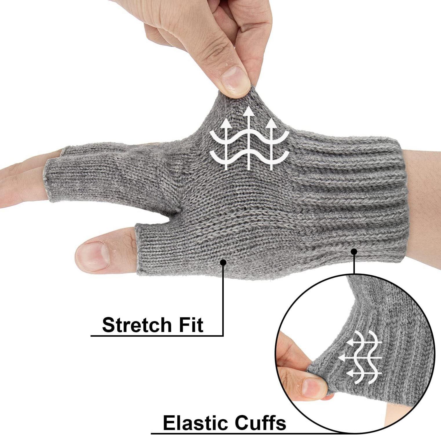 Thermische Fingerlose Handschuhe Damen Herren Strick Winterhandschuhe