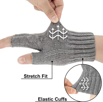 Thermische Fingerlose Handschuhe Damen Herren Strick Winterhandschuhe