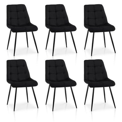 6 Esszimmerstühle Samt, Metallbeine, Schwarz