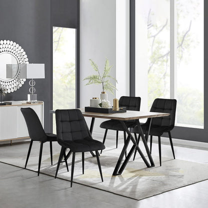 6 Esszimmerstühle Samt, Metallbeine, Schwarz