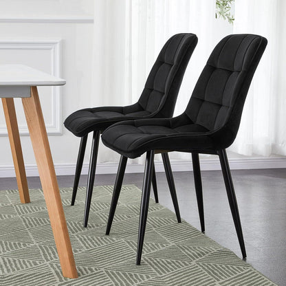 4 Esszimmerstühle Samt, gepolstert, Schwarz