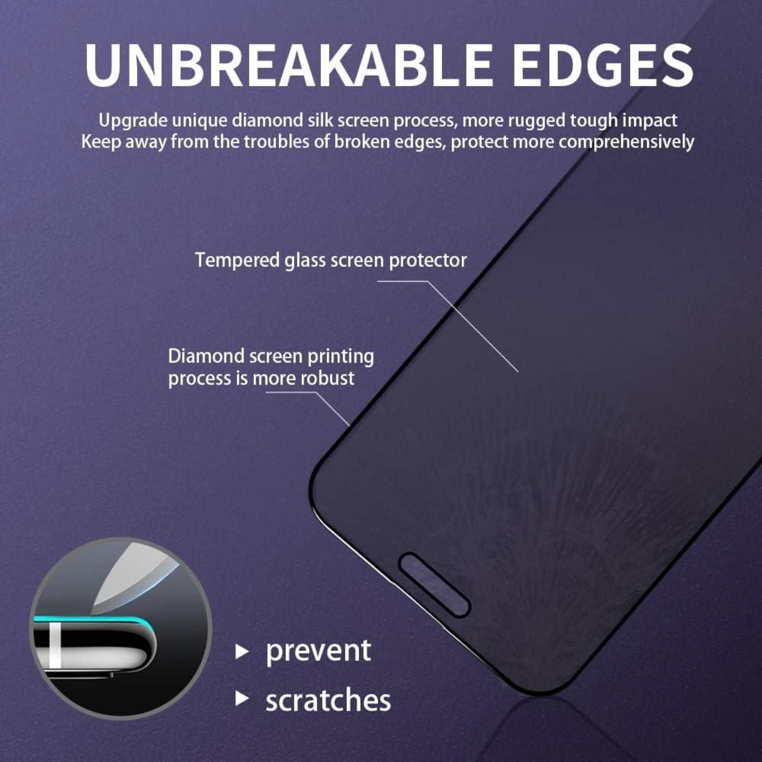 Erha Genius Sichtschutz Panzerglas für iPhone 14 Pro Max/iPhone 15 Plus, Regenbogen Anti-Blaulicht Blickschutzfolie 6,7 Zoll