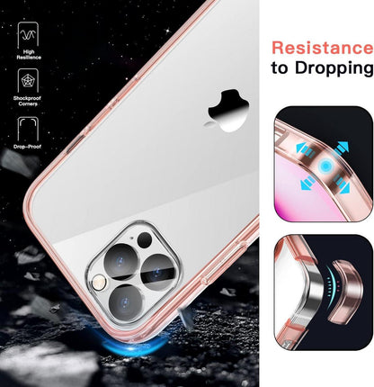 JETech iPhone 12 Pro 6,1 Zoll Hülle + 2x Schutzfolie + 2x Kameraschutz Roségold