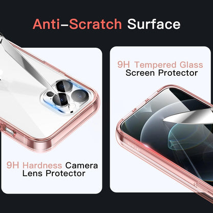 5-in-1 Hülle für iPhone 12 Pro 6,1 Zoll Roségold Displayschutz Panzer