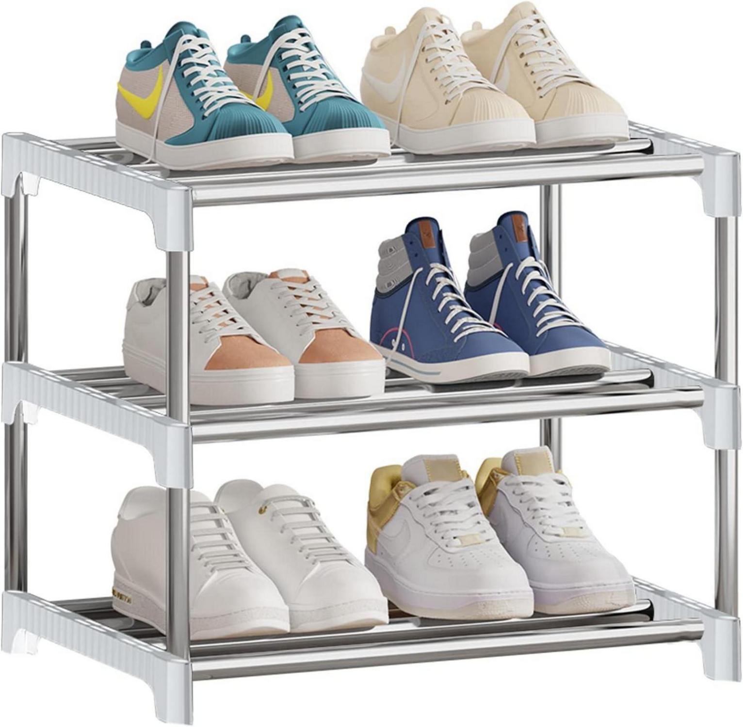 Stapelbares Schuhregal mit 3 Ebenen für Schrank & Flur