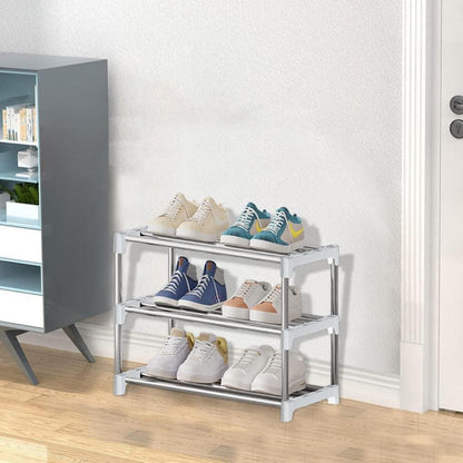 NIAWECAN Kleines stapelbares Schuhregal 3 Ebenen Organizer