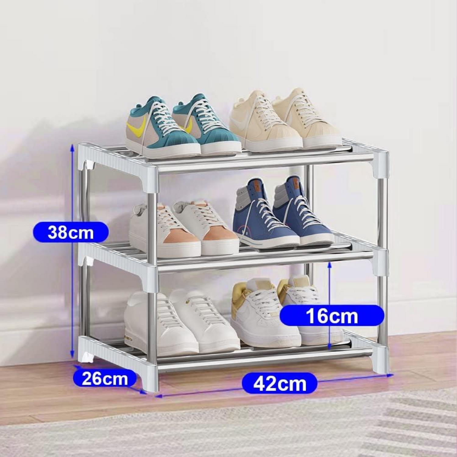 Stapelbares Schuhregal mit 3 Ebenen für Schrank & Flur