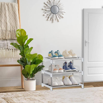 Schuhregal Organizer stapelbar 3 Ebenen Fußraum White