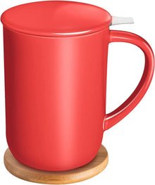 Porzellan Teetasse mit Filter und Deckel in Rot, 473 ml