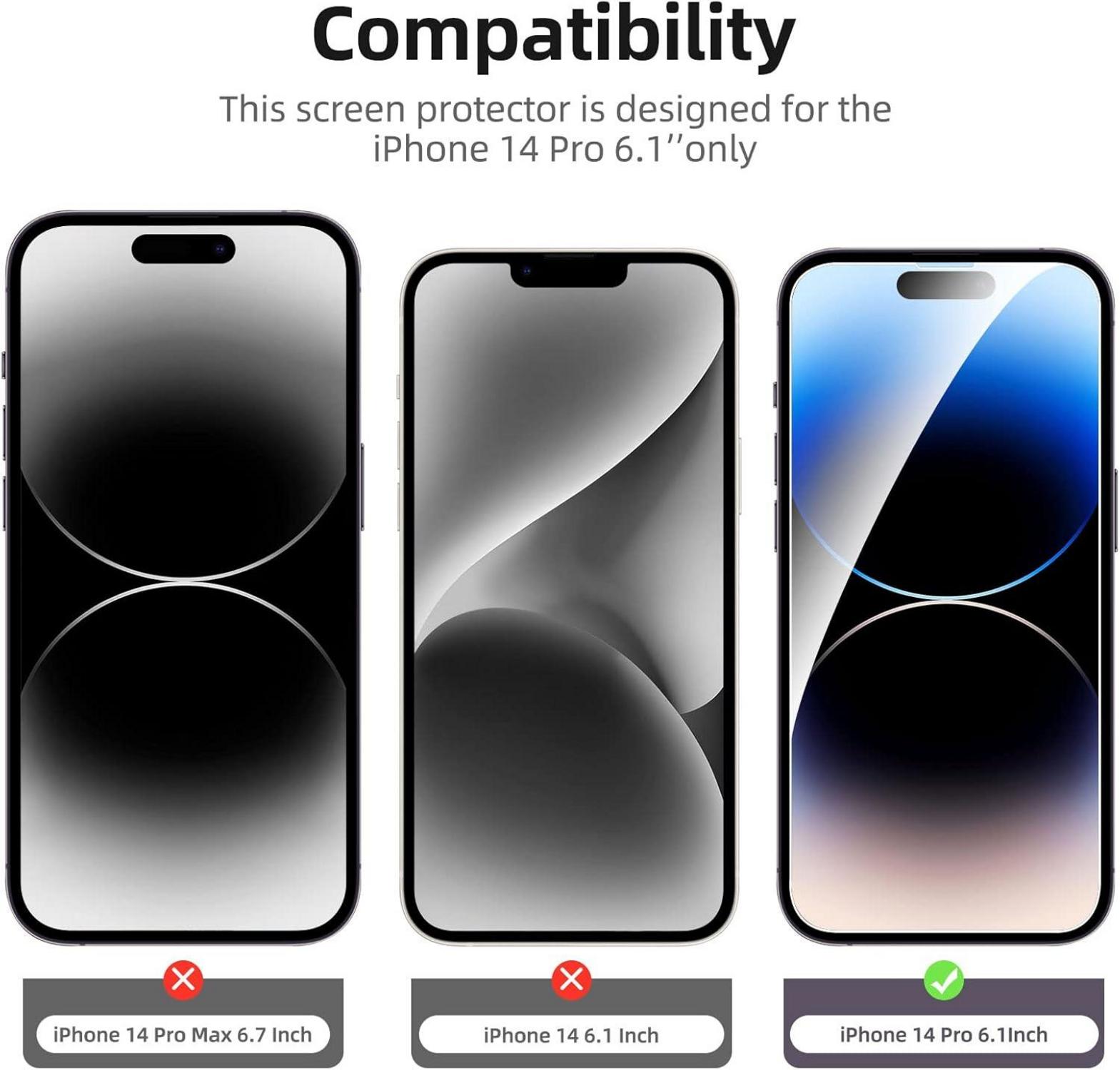 NEW'C iPhone 14 Pro Panzer Schutzglas 2 Stk. + Kameraschutz - 6,1 Zoll