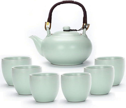 Chinesisches Teeservice Set aus Keramik, 600ml Teekanne und 6 Tasse