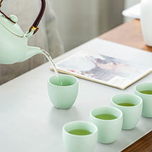 Webao Teeservice Keramik 600ml Teekanne 6 Tassen Set Grün