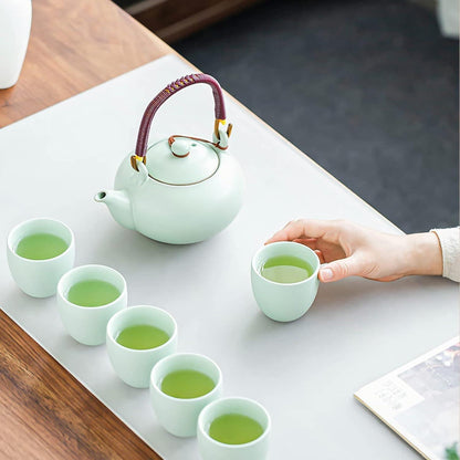 Chinesisches Teeservice Set aus Keramik, 600ml Teekanne und 6 Tasse