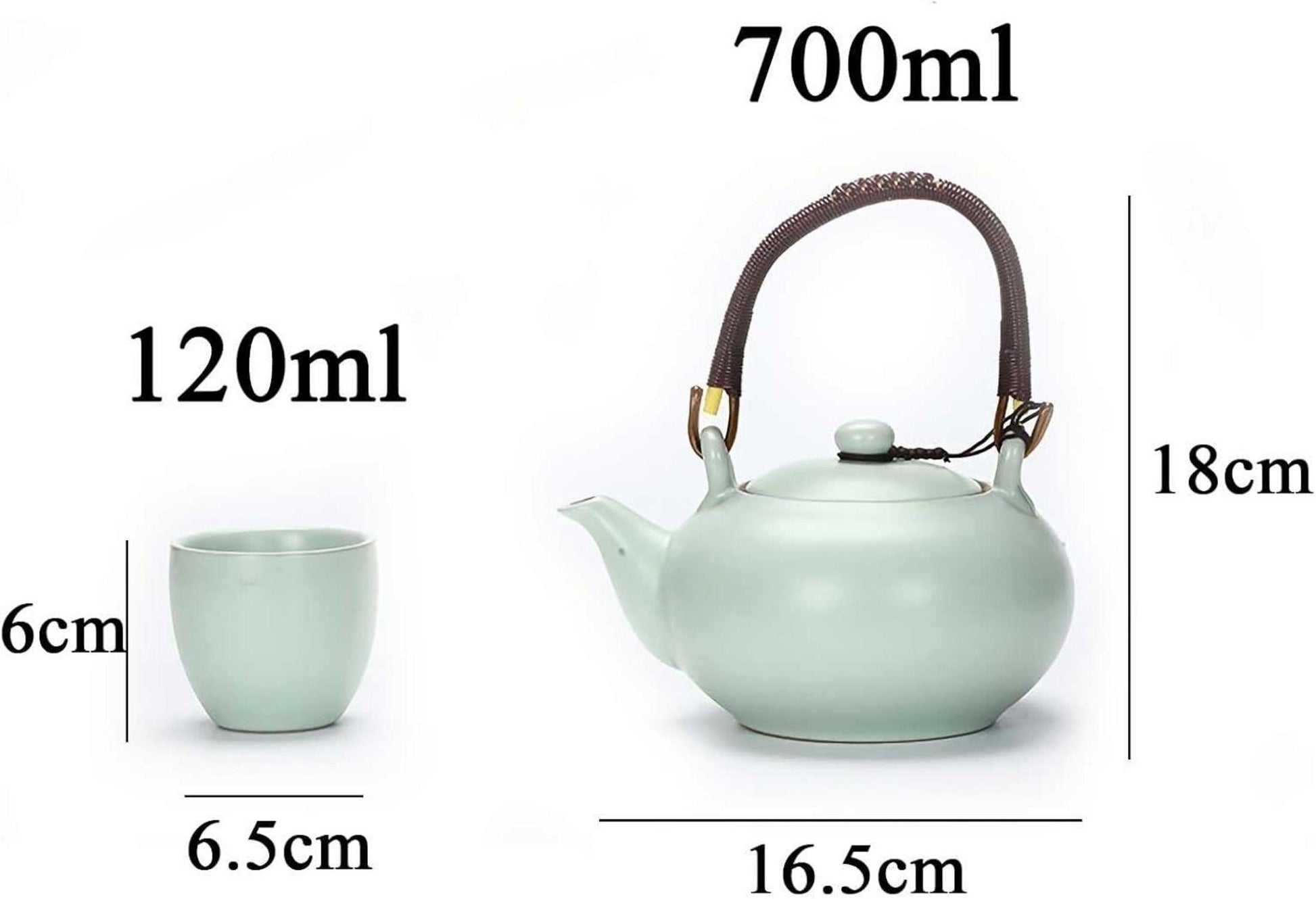 Chinesisches Teeservice aus Keramik mit Teekanne und 6 Tassen, 600ml