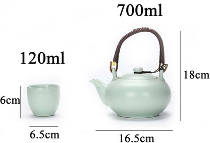 Chinesisches Teeservice aus Keramik mit Teekanne und 6 Tassen, 600ml