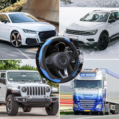 Universal Auto Lenkradbezug 37-38 cm Mikrofaser Leder Blau