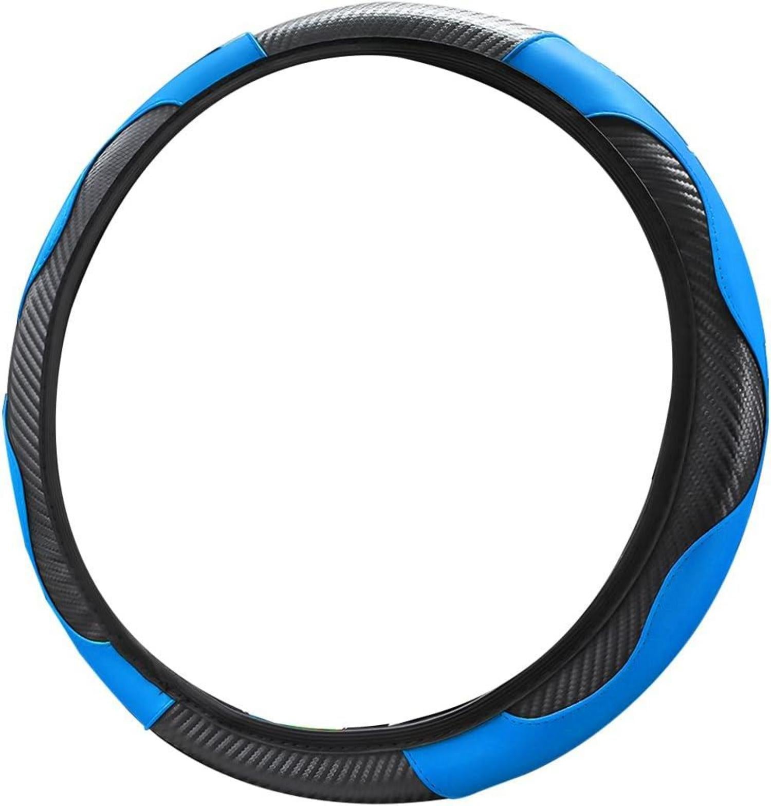 Auto Lenkradbezug Blau Mikrofaser Leder Rutschfest 37 38cm