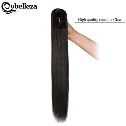 Dunkelbraune Zopf Extension mit Klaue – 55 cm