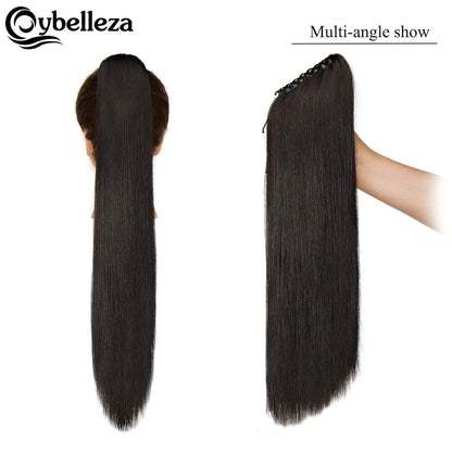 Dunkelbraune Zopf Extension mit Klaue – 55 cm