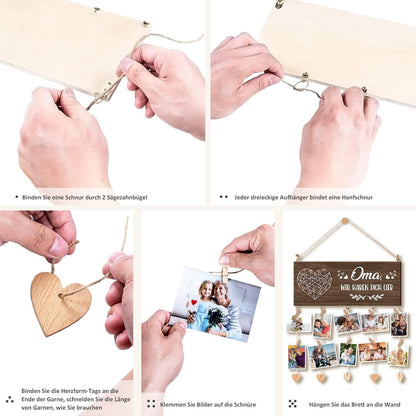 Fotorahmen Oma Geschenk Vintage-Walnuss 10 Foto Clips