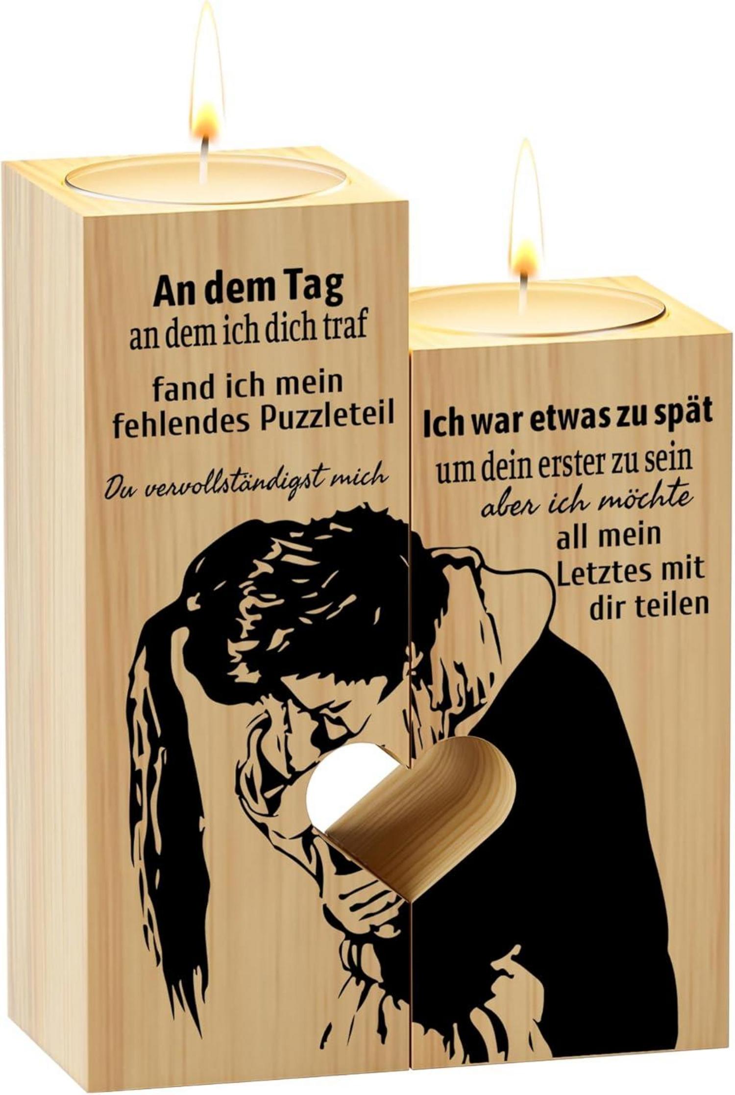 Herz Teelichthalter Holz Valentinstag Geschenk Dekoration