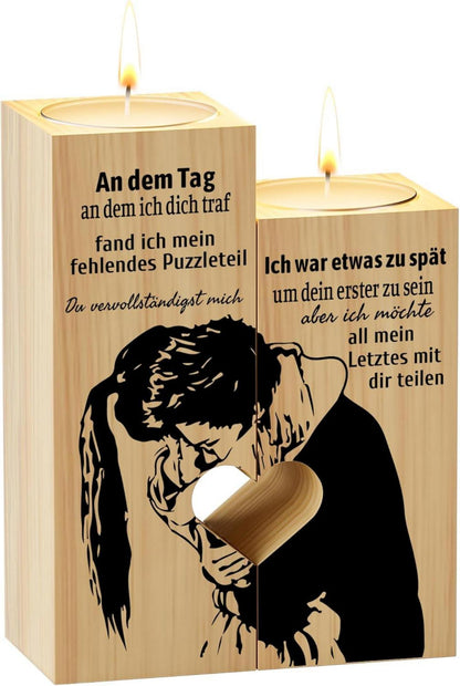 Herz Teelichthalter Holz Valentinstag Geschenk Dekoration