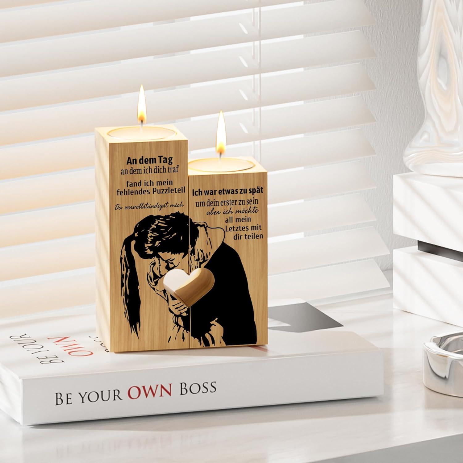 Jahrestag Geschenk Herzförmiger Kerzenständer Teelichthalter Liebe