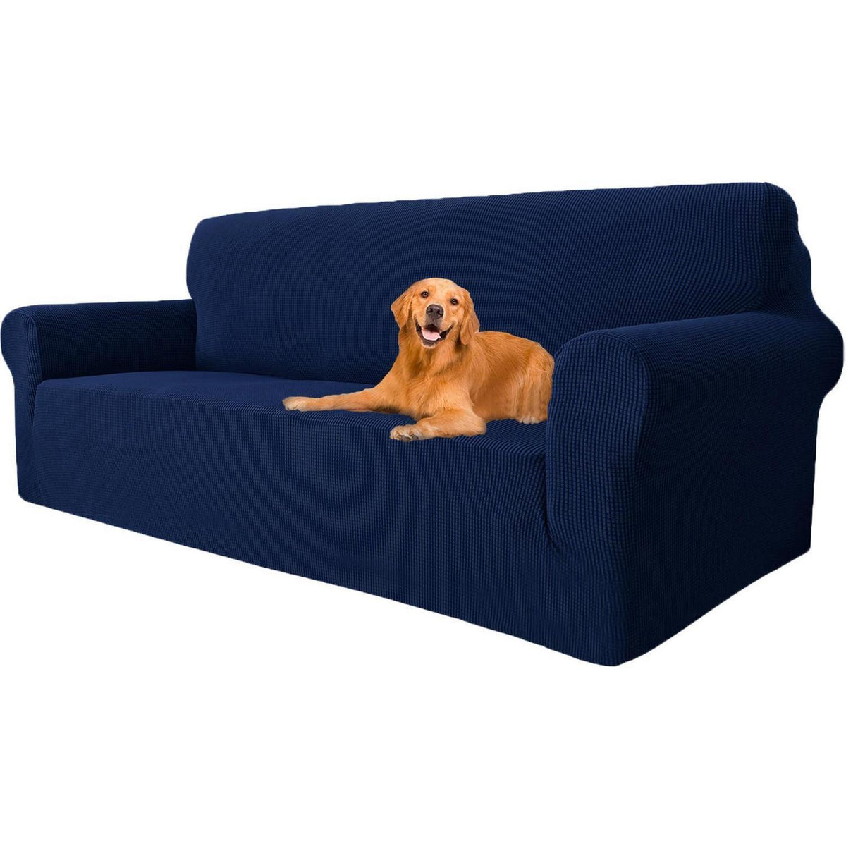 Stretch Sofaüberzug 3-Sitzer – Dunkelblau, Rutschfest & Waschbar