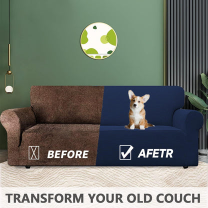 Stretch Sofaüberzug 3-Sitzer – Dunkelblau, Rutschfest & Waschbar