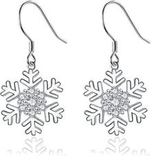 925 Sterling Silber Schneeflocke Ohrringe Set Weihnachten