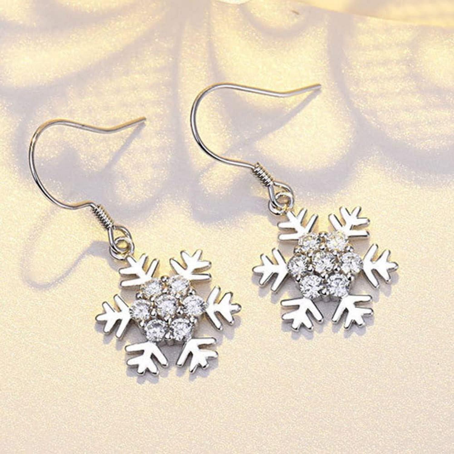 925 Sterling Silber Schneeflocke Ohrringe Set Weihnachten