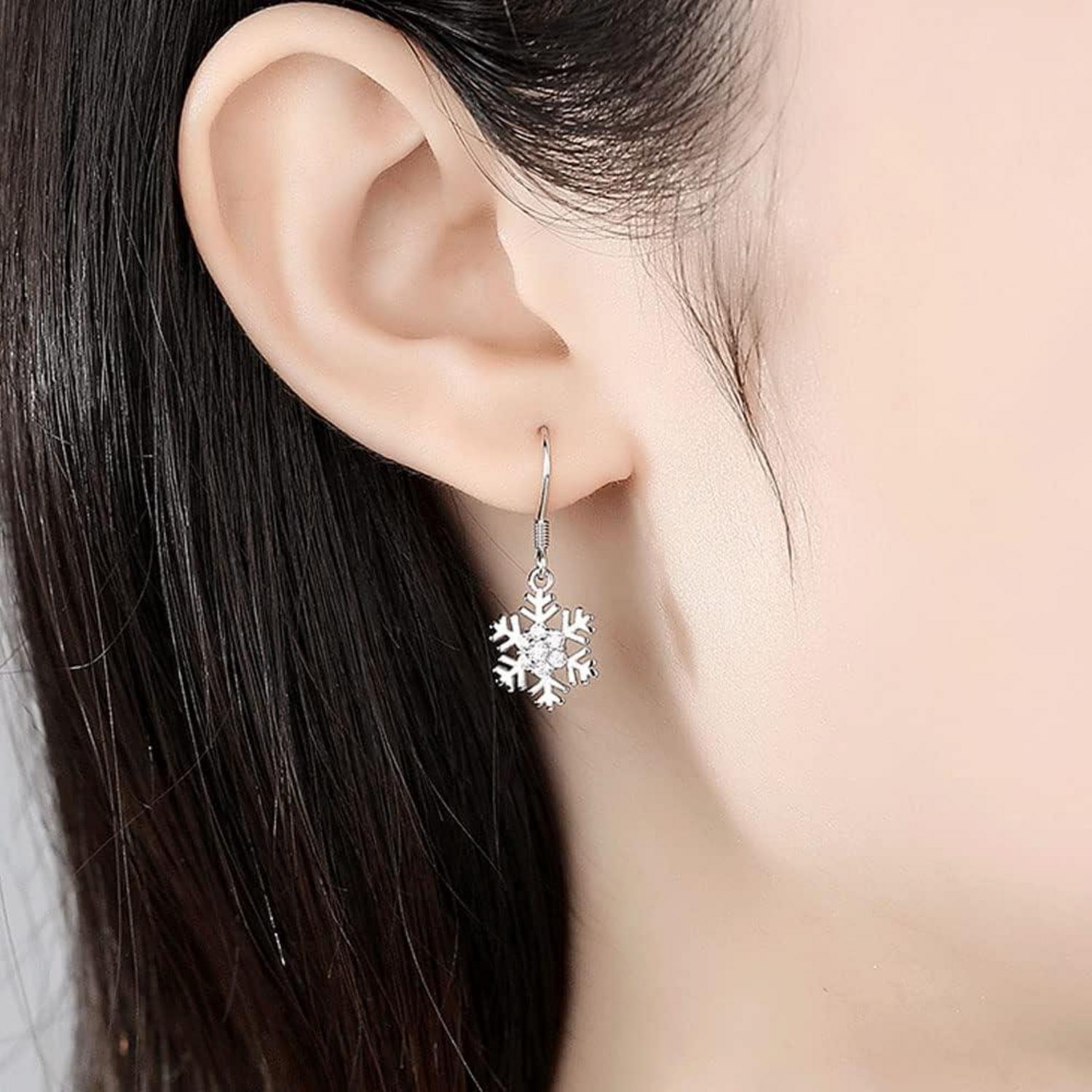 Silber Weihnachten Schmuck Set Damen 925 Sterling Silber Schneeflocke
