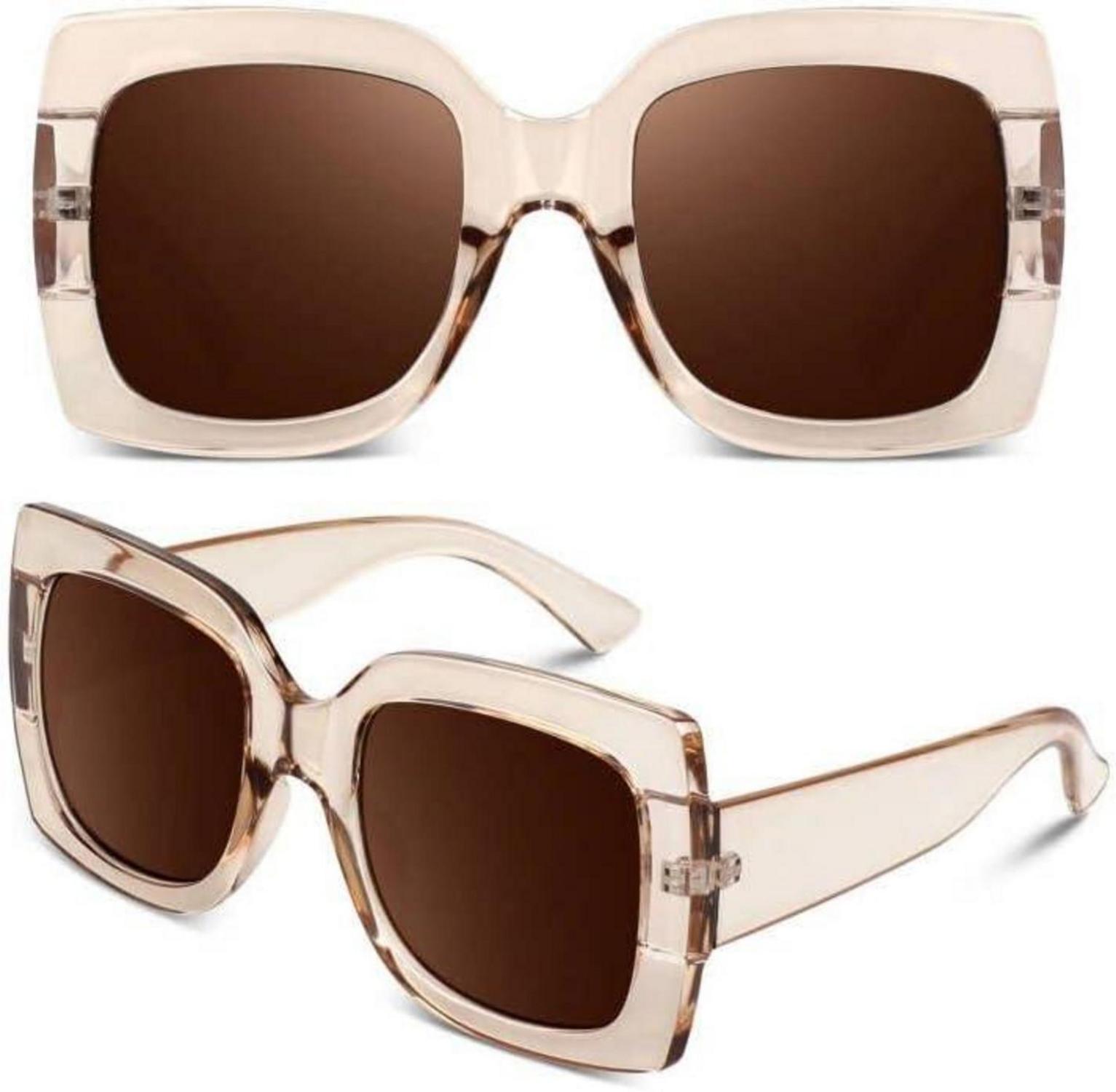 Quadratische Übergroße Sonnenbrille Damen Retro Vintage UV400 Schutz
