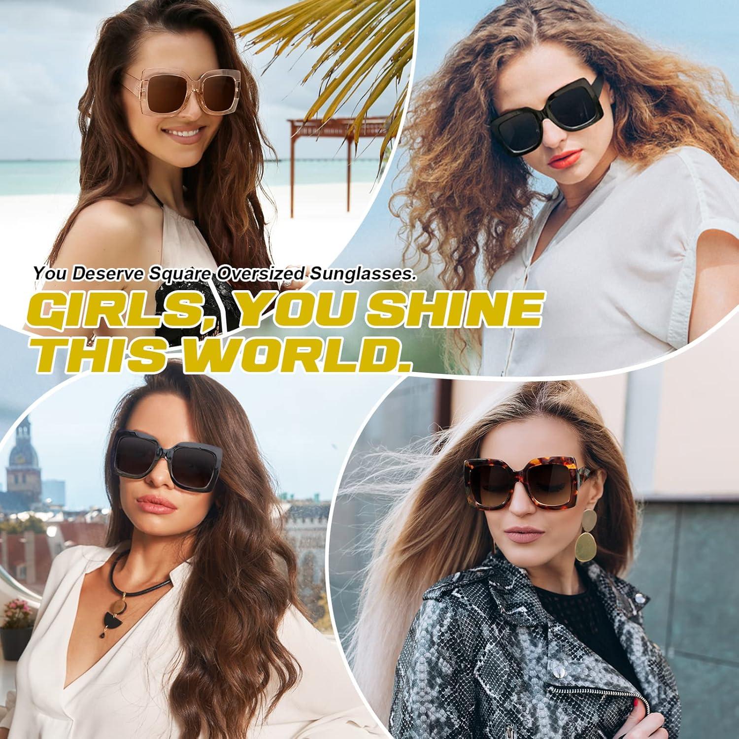 Übergroße Quadratische Sonnenbrille Damen Retro Vintage