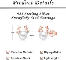 Silber Weihnachten Ohrringe Damen 925 Sterling Elch Perle