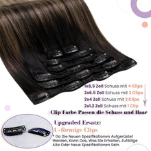 Echthaar Clip-in Extensions Schwarz-Blond Balayage 40cm