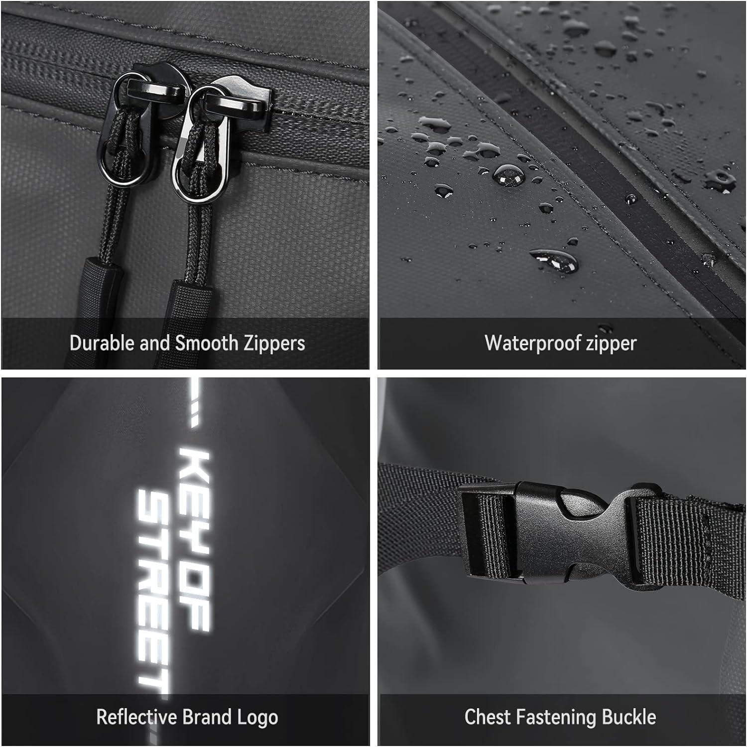 Motorradrucksack Herren wasserdichter Helmrucksack Laptoptasche Grau