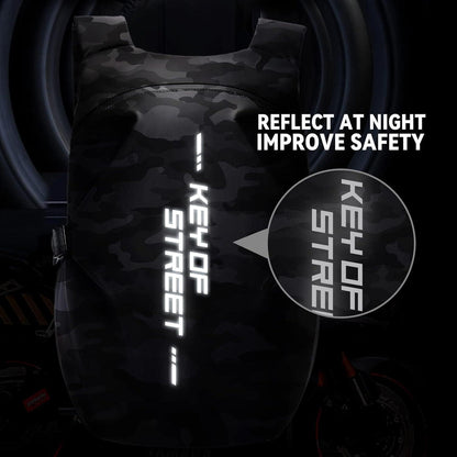 Motorradrucksack wasserdicht Helm & Laptop E-Tarnung Schwarz
