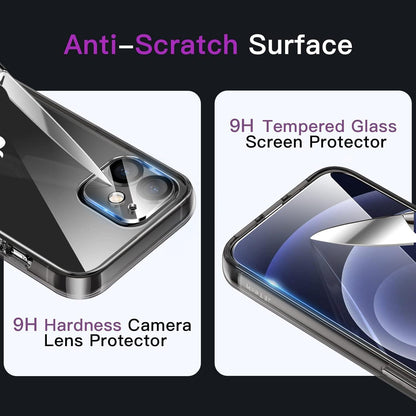 5-in-1 Hülle für iPhone 12 6,1 Zoll mit Schutzfolie und Kameraschutz