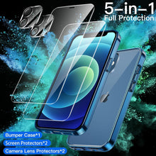 iPhone 12 6,1 Zoll Hülle 5-in-1 mit Schutzfolie und